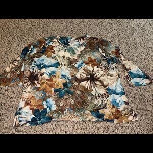 Alfred Dunner Womens Floral Paisley Blouse 3/4 Sleeve Size 12